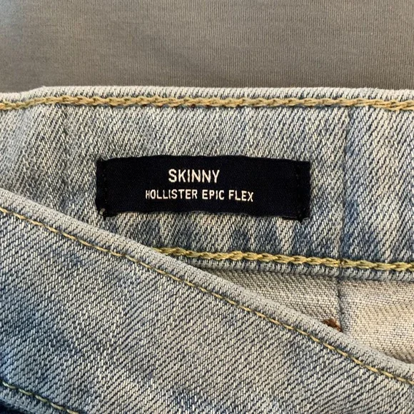 Hollister Jeans Mens 30x32 Light Wash Skinny Epic Flex Stretch Denim Blue - Picture 3 of 11